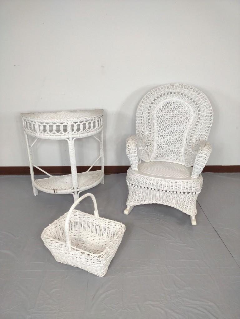 Wicker Rocker, Hall Table & Basket (1 of 8)