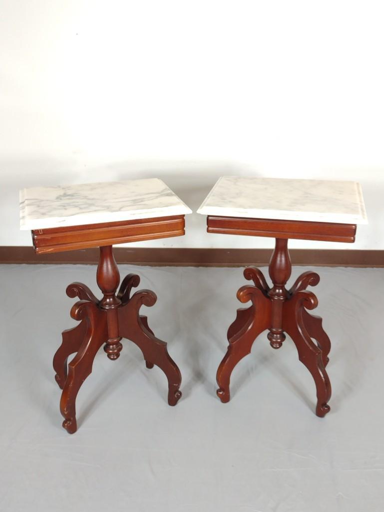 Pair Of Marble Top Side Tables (1 of 5)