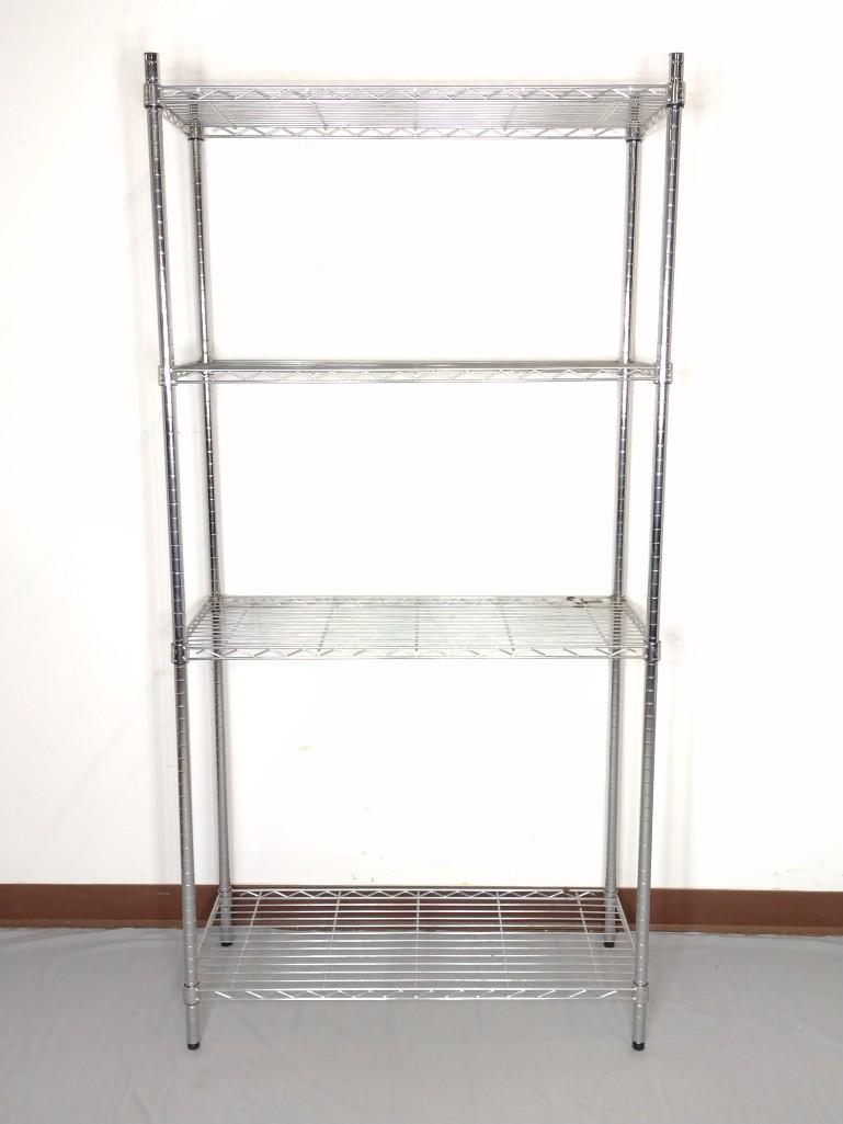 NSF Metal Rack: 36" wide X 16 1/2" deep X 72" high. Has light areas of rust. MG. IMPORTANT: Before bidding, please read the terms and conditions. When you registered for the auction you agreed to these terms and will