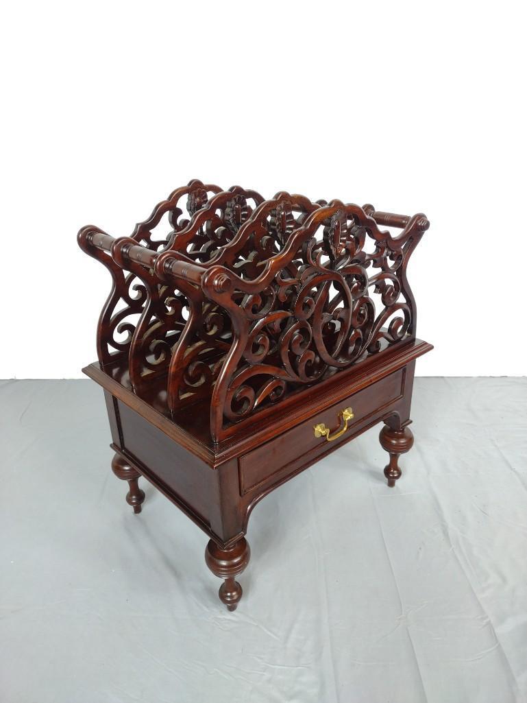 Magazine Holder: 22 1/2" wide X 17" deep X 27 1/2" high. MG IMPORTANT: Before bidding, please read the terms and conditions. When you registered for the auction you agreed to these terms and will be required to comply