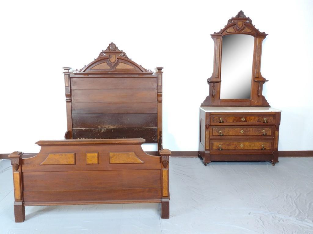 Victorian Bed With Marble Top Dresser (1 of 14)