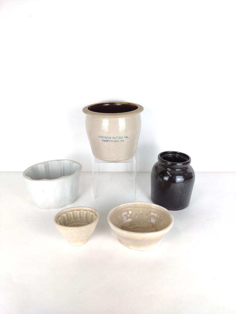 5 Pcs Stoneware Incl Hawthorn Pottery Company (1 of 8)