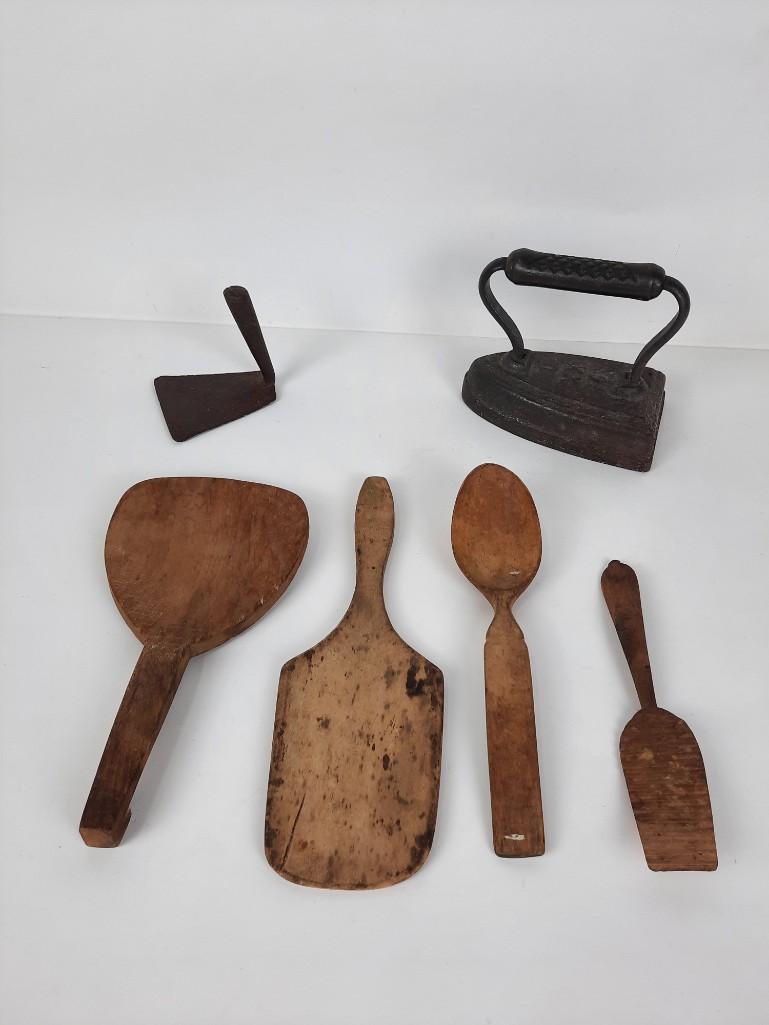 6 Wood and Iron Household Tools incl Kitchen (1 of 3)