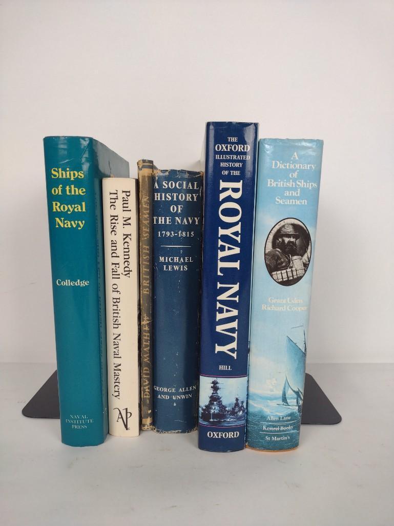 6 British Naval History Books: Includes A Dictionary of British Ships and Seamen, The Oxford Illustrated History of the Royal Navy, A Social History of the Navy 1793-1815, British Seamen, The Rise and Fall of British Naval Mastery,