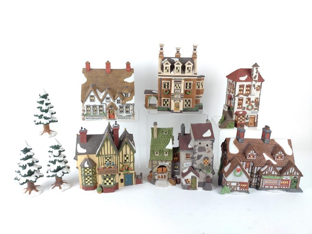 9 Heritage Dickens Village Houses and 3 Lemax Trees (1 of 7)