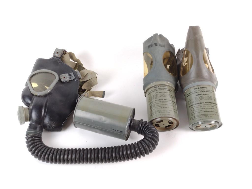3 Military Issue Gas Masks (1 of 8)