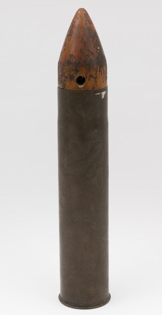 75mm Trench Art Shell with Wood Projectile (1 of 5)