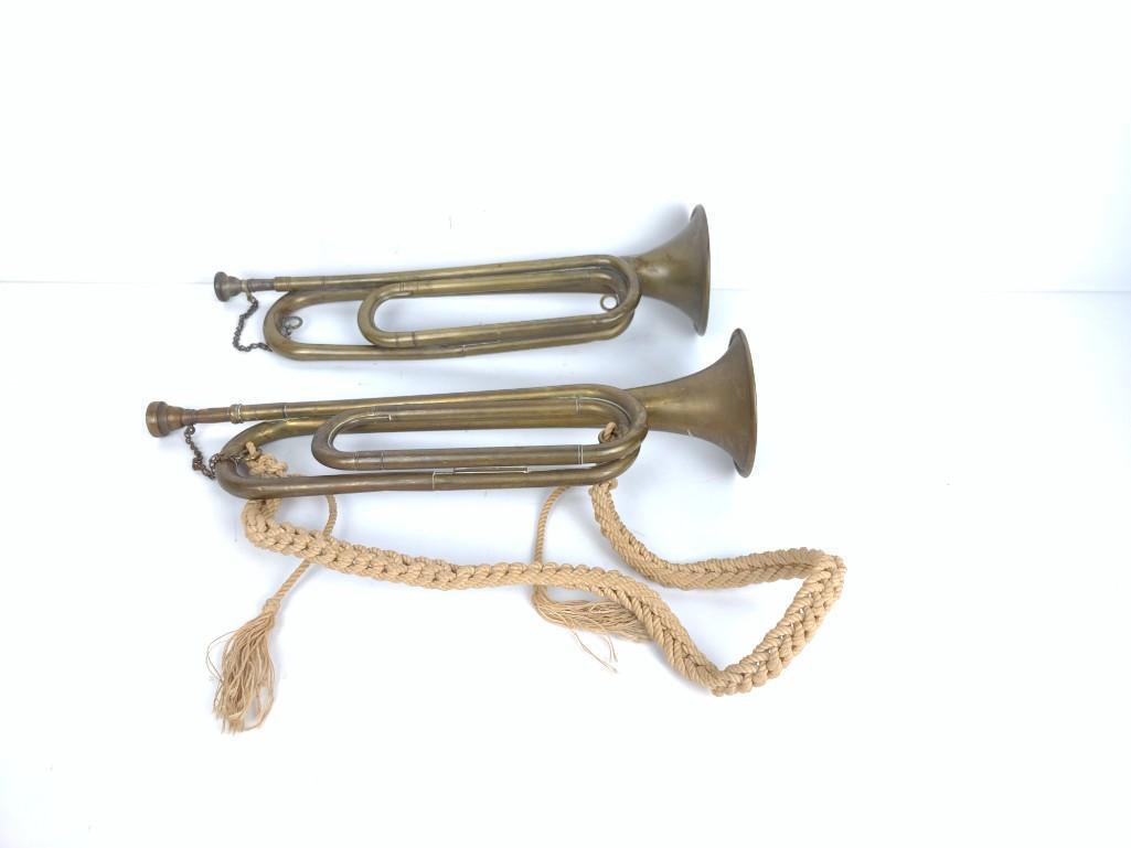 2 Vintage U.S. Military Regulation Trumpets (1 of 6)