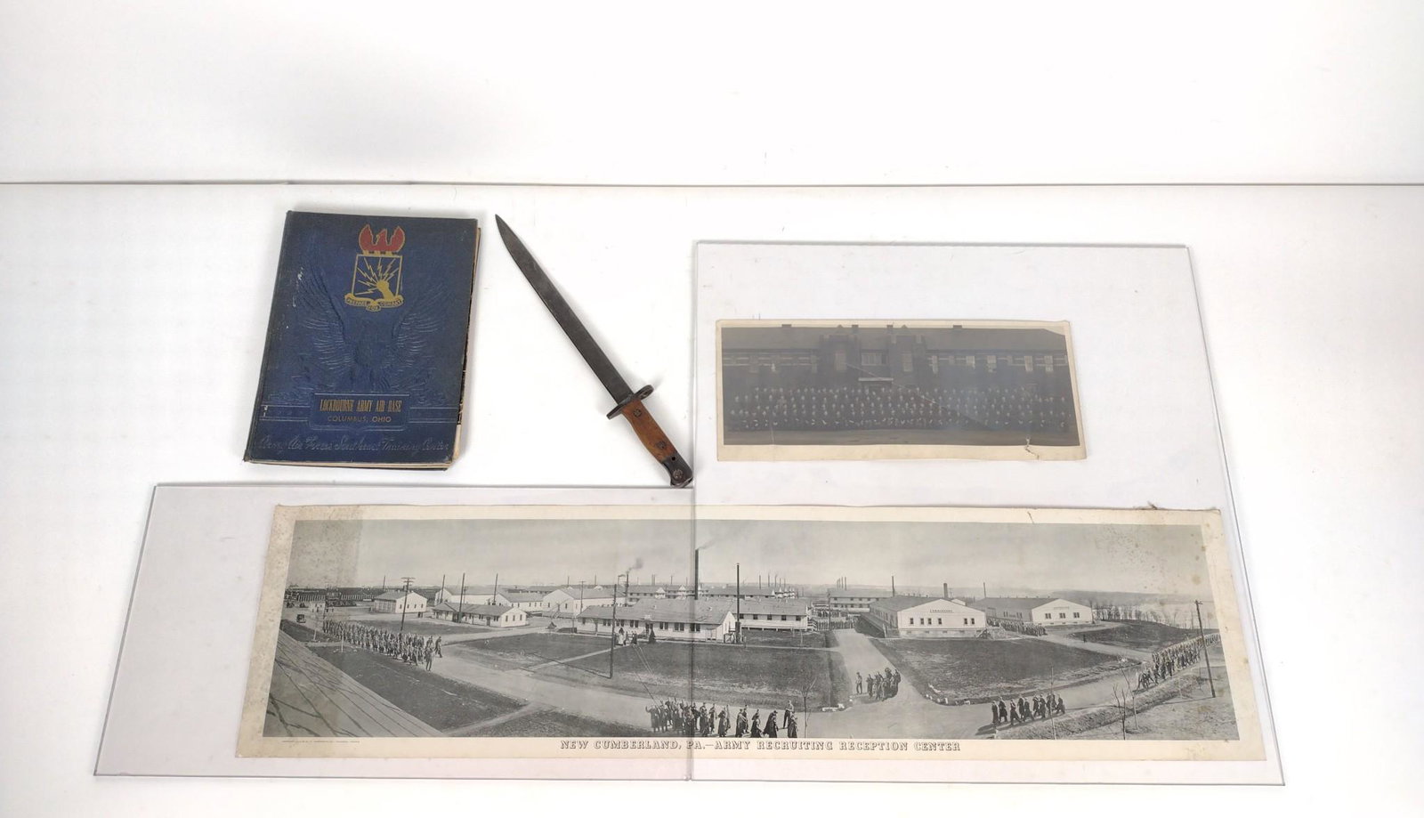 2 Military Panos, Yearbook, & Bayonet: One pano from New Cumberland, PA. RM IMPORTANT: Before bidding, please read the terms and conditions. When you registered for the auction you agreed to these terms and will be required to comply with 