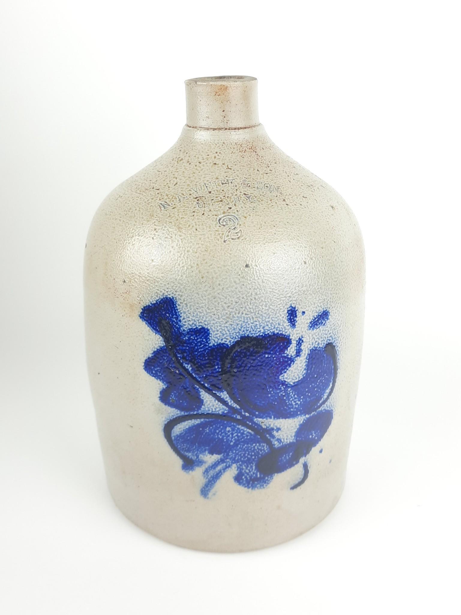 N. A. White & Son 2 Gal Cobalt Decorated Jug (1 of 4)