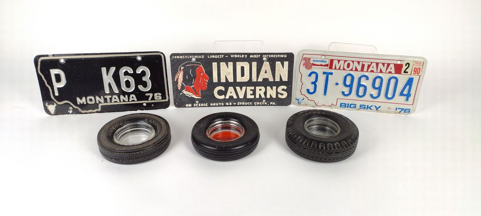 6 Vintage License Plates and Tire Ashtrays (1 of 4)