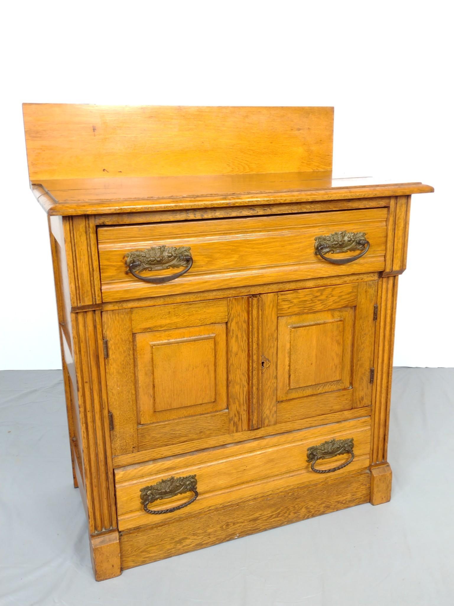 Wash Stand: 28" wide X 15 1/2" deep X 34" high. MG. IMPORTANT: Before bidding, please read the terms and conditions. When you registered for the auction you agreed to these terms and will be required to comply wi