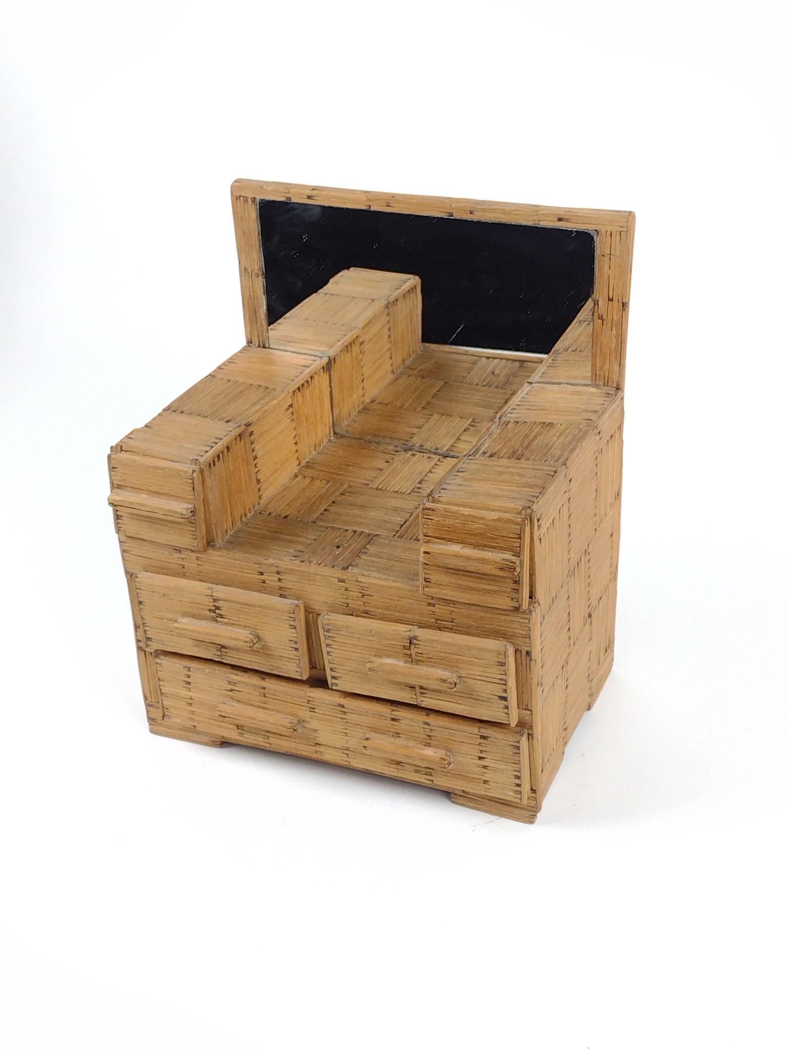 Folk Art Match Stick Miniature Chest (1 of 4)