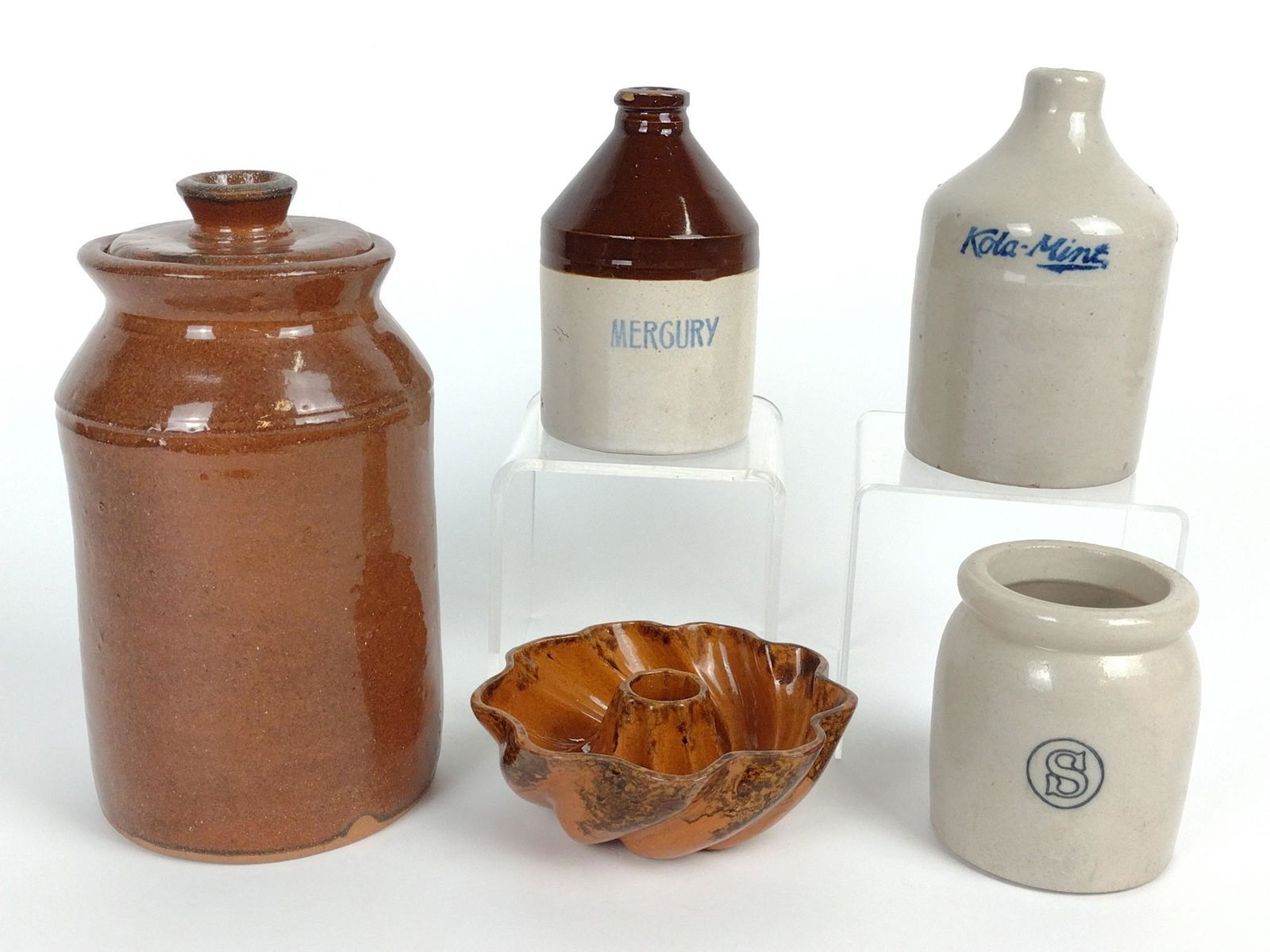 5 Pcs Redware and Stoneware incl Minatures (1 of 3)