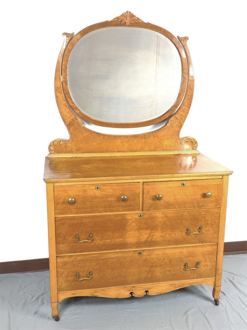 Maple Dresser With Mirror (1 of 6)