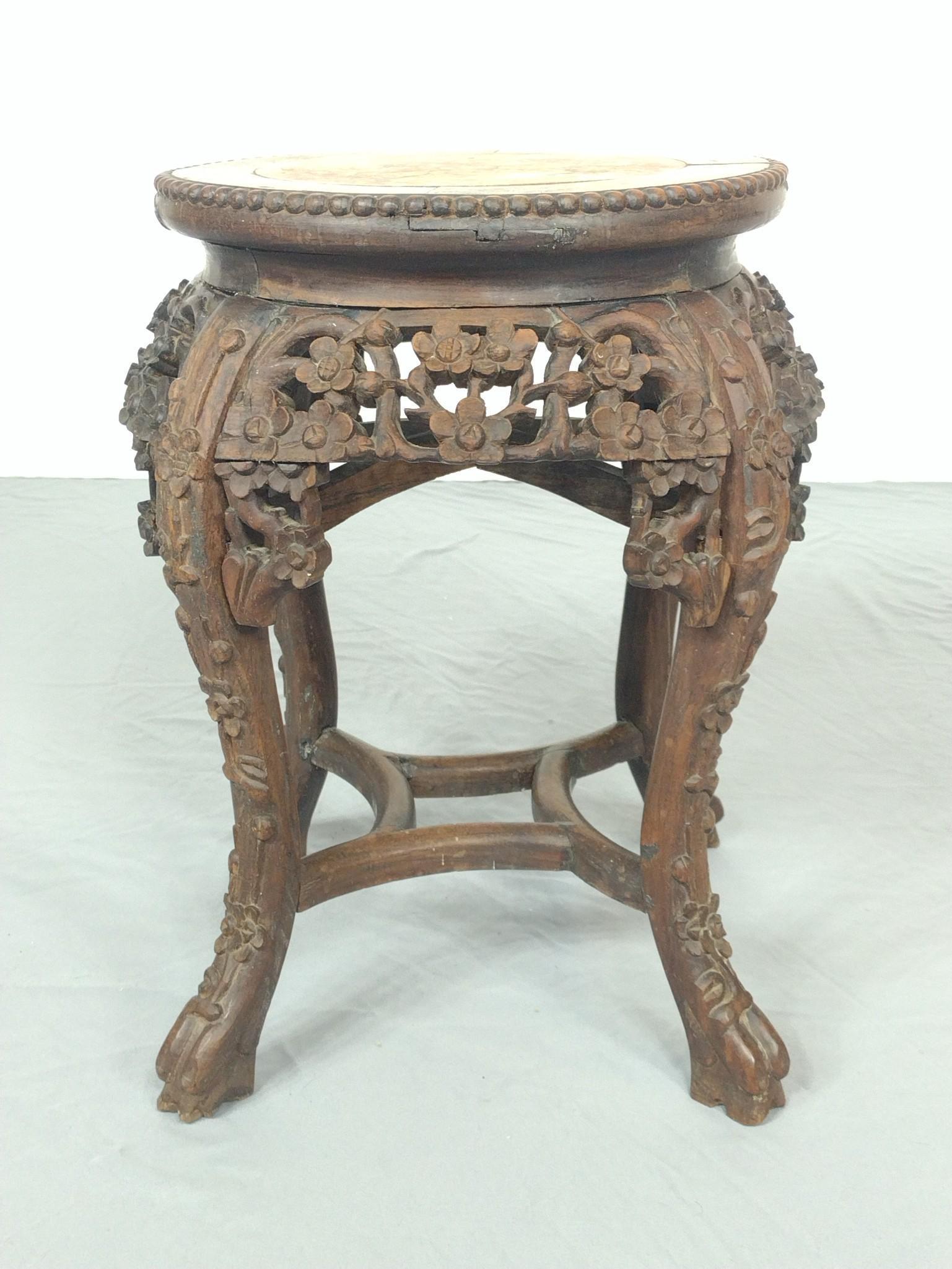 Marble Top Asian Carved Stand (1 of 5)