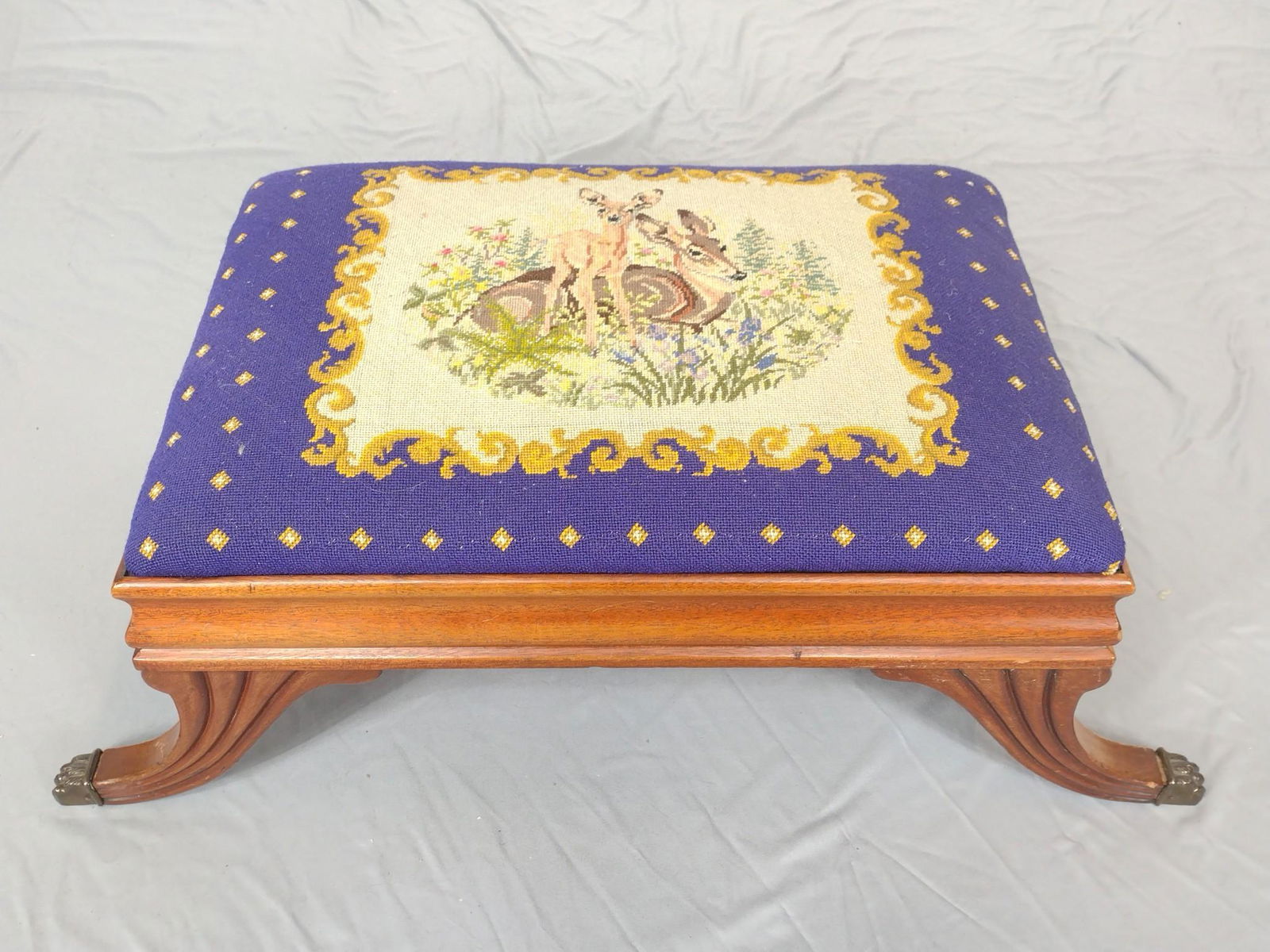 Needle Point Foot Rest with Deer (1 of 5)