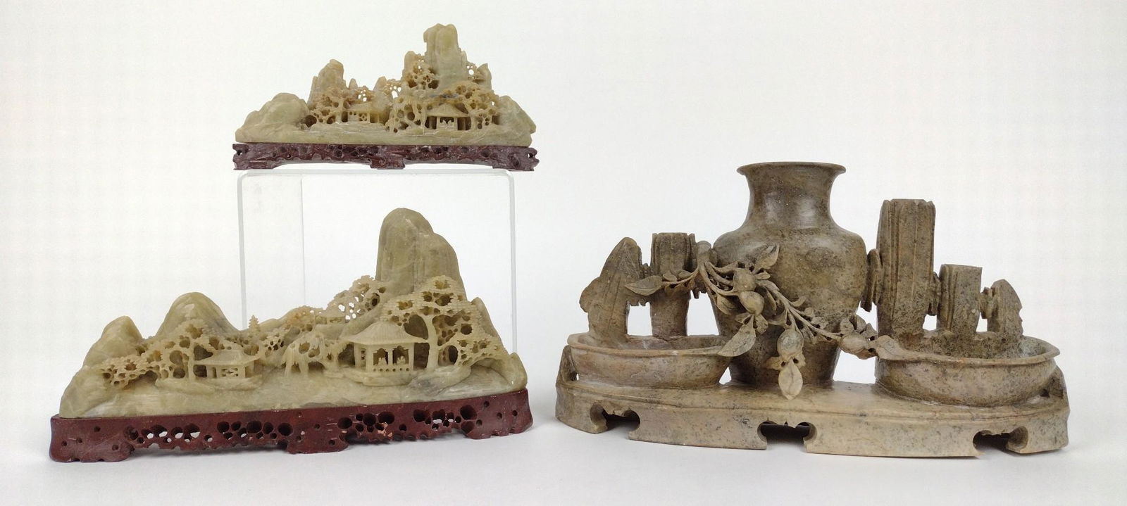 3 Pcs Soapstone incl Vase (1 of 11)