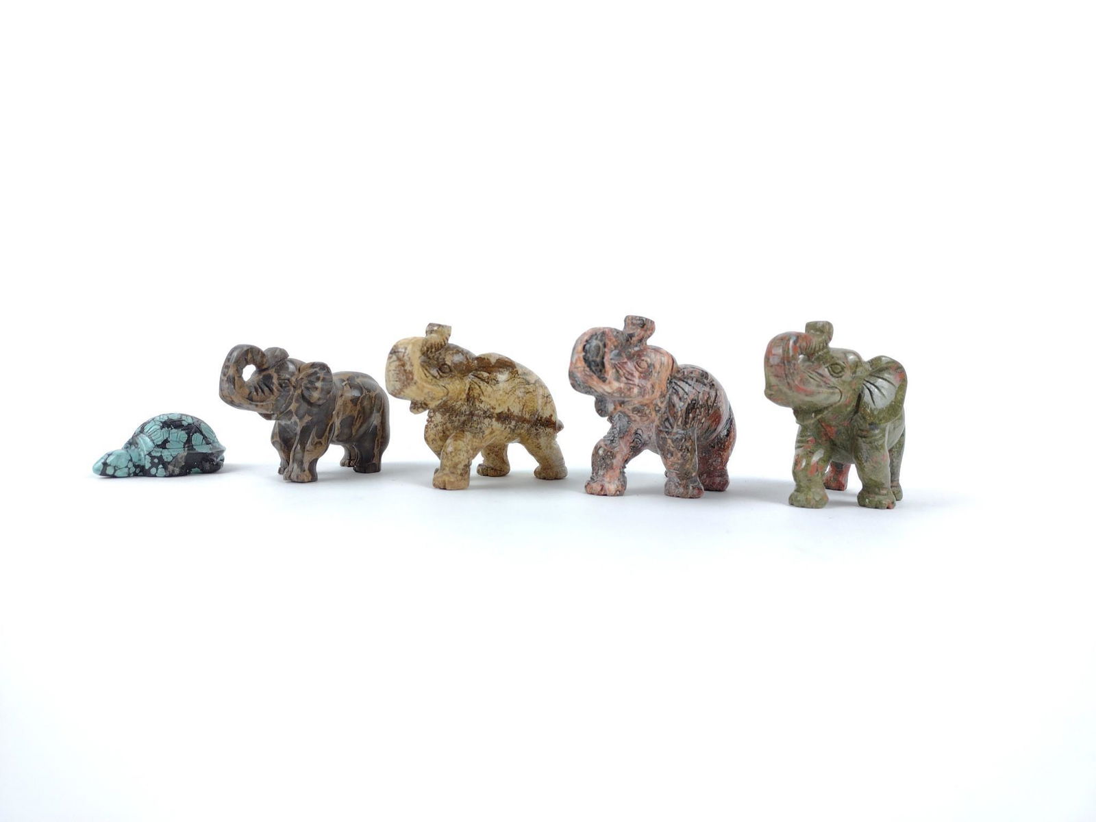 4 Hardstone Elephants + Turtle (1 of 2)