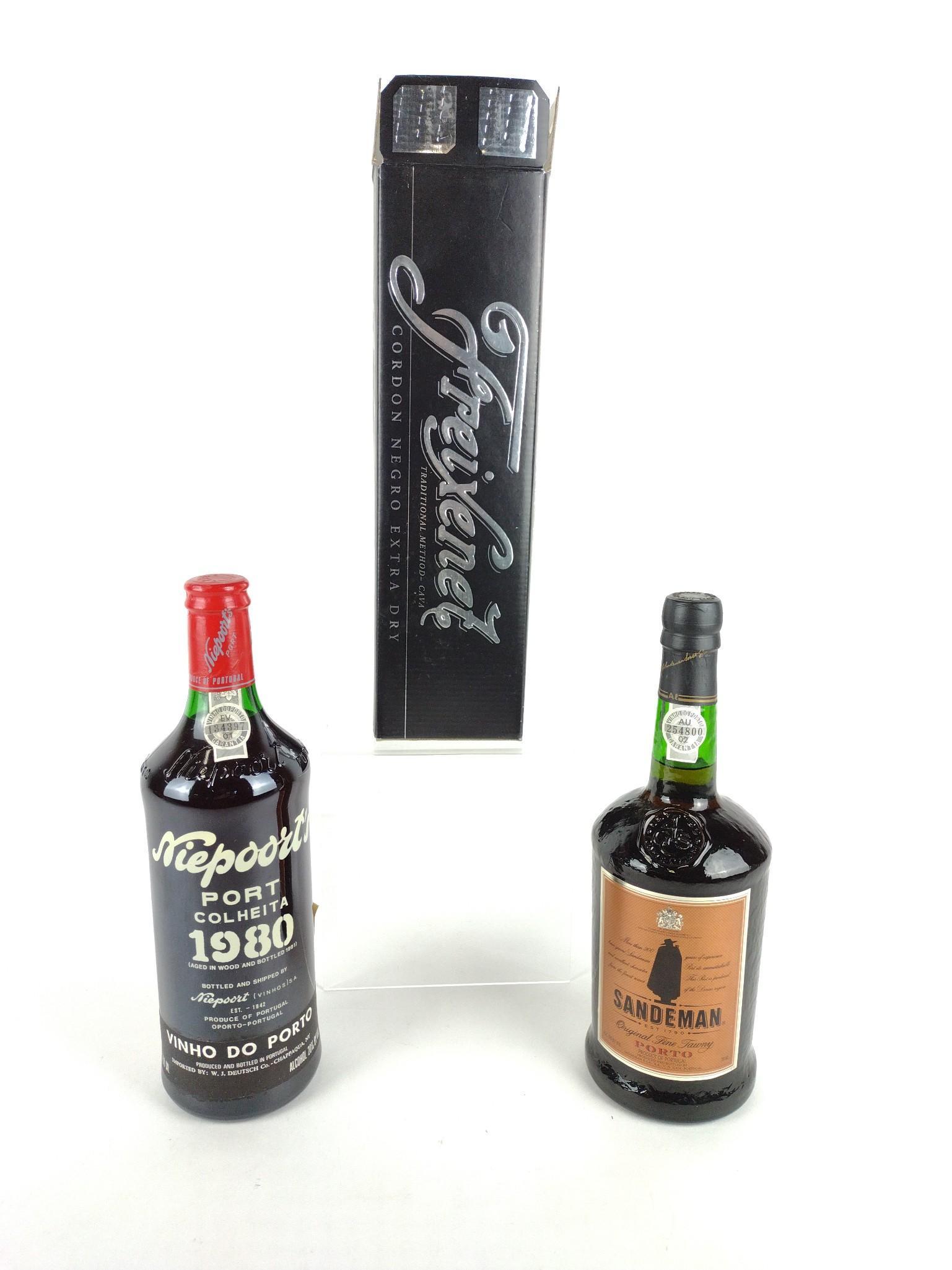 3 Bottles Estate Wine Incl Niepoort's: Also includes Sandman Porto and Freixenet Cava Sparkling Wine with original box. All sealed and unopened except box. This lot cannot be shipped. KE. IMPORTANT: Before bidding, please read the terms an