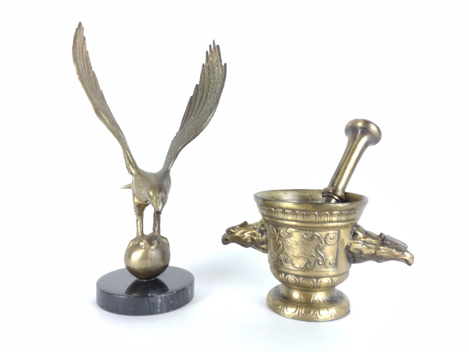 Brass Eagle Sculpture & Morter with Pestle (1 of 4)