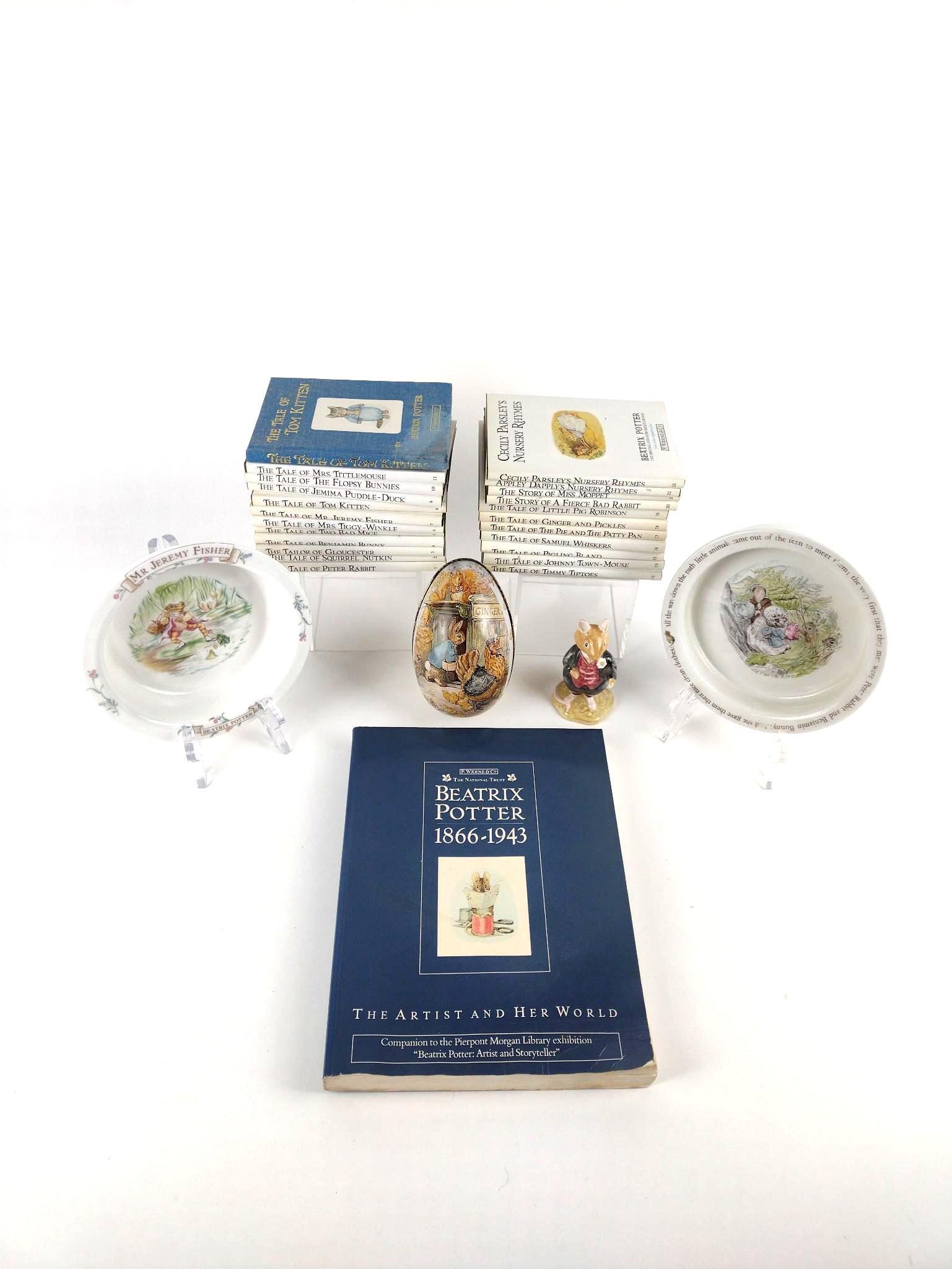 24 Beatrix Potter Books + Bowls, Tin Egg, and Mouse (1 of 8)
