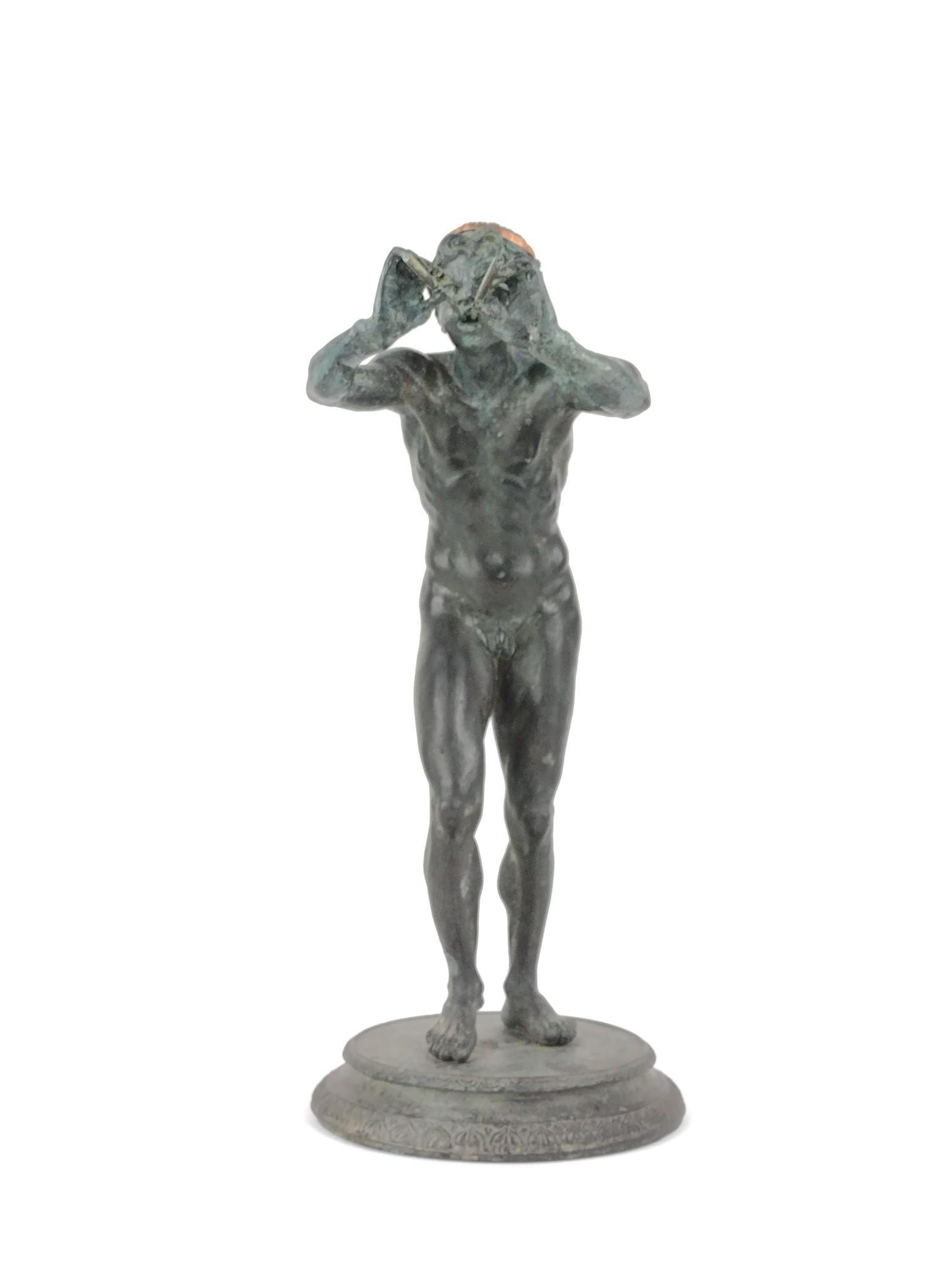 Bronze God of Pan Sculpture: Unsigned. 6" wide x 13 3/4" high x 8 3/4" deep. JK IMPORTANT: Before bidding, please read the terms and conditions. When you registered for the auction you agreed to these terms and will be required t