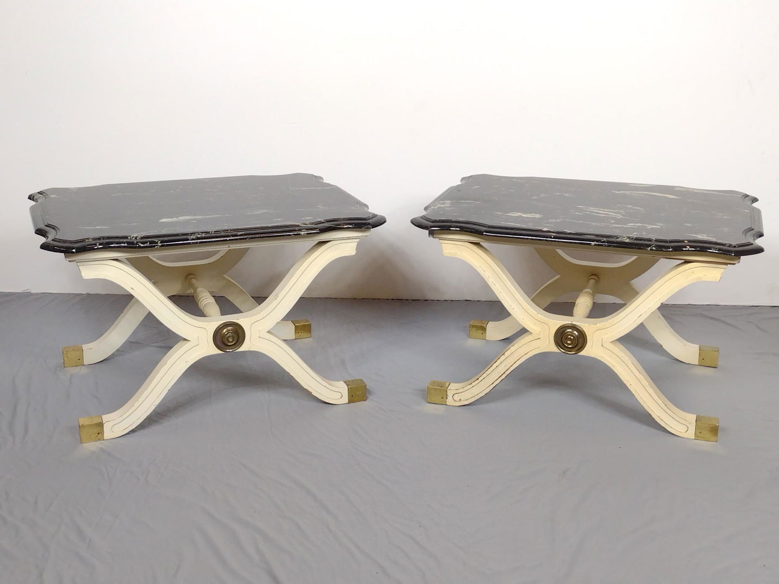 Pair Of Marble Top Side Tables (1 of 7)