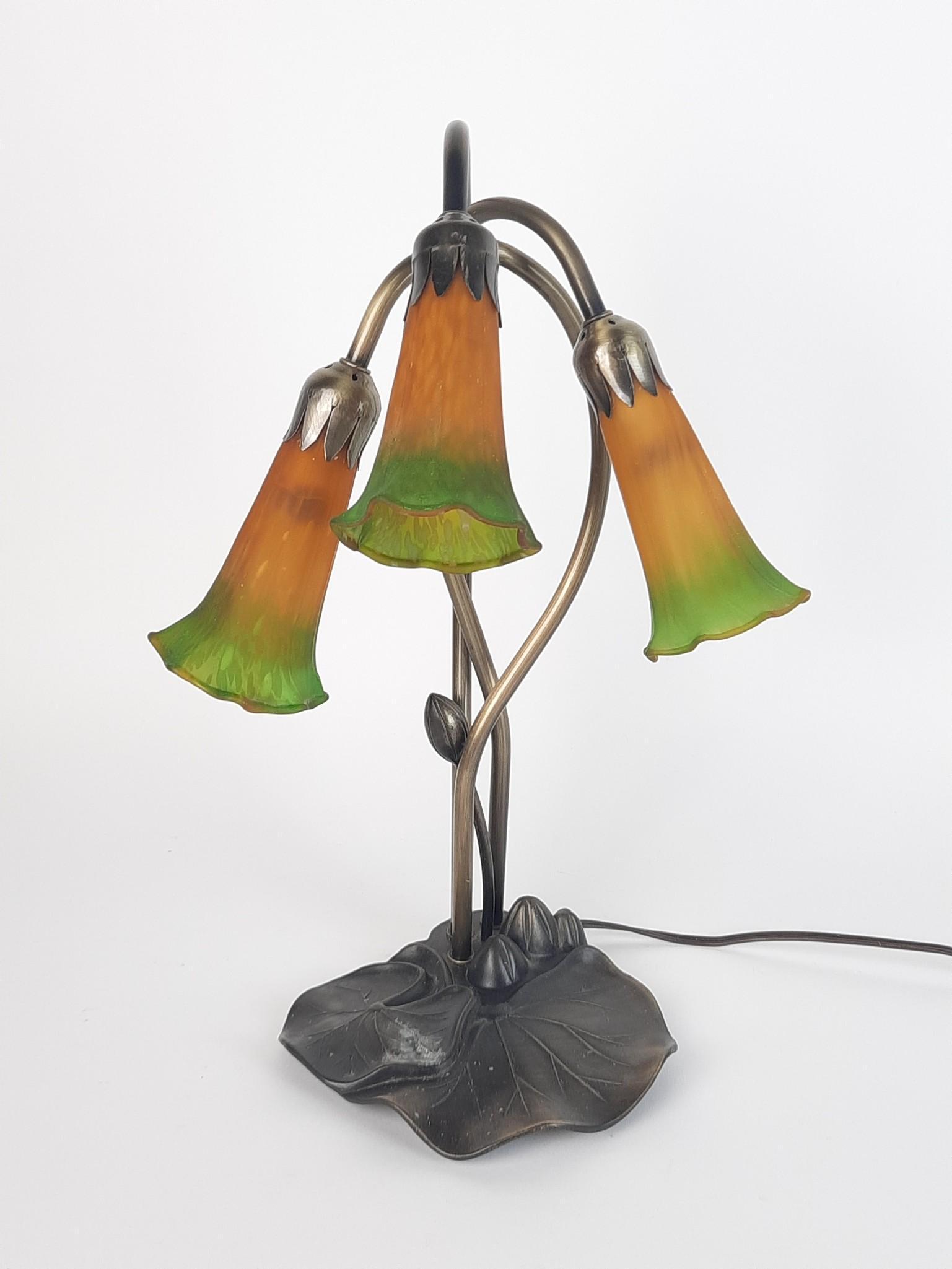 Tiffany Style Lily Pad Lamp with Tulip Shades (1 of 3)