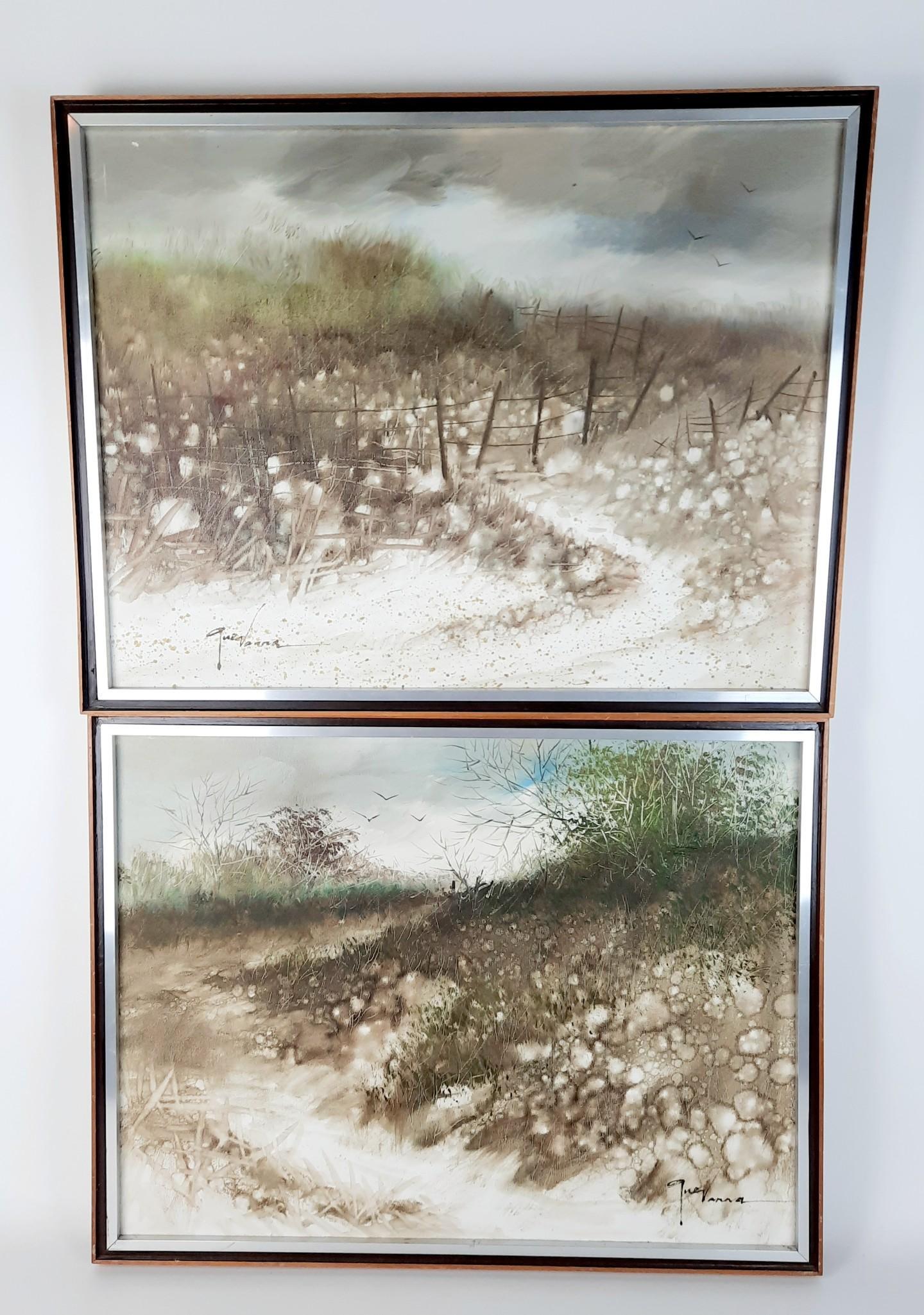 2 Qura Vanna Beach Paintings: Korean artist. Each overall with frame 19-1/4" high x 25-1/4" wide. LR IMPORTANT: Before bidding, please read the terms and conditions. When you registered for the auction you agreed to these terms an