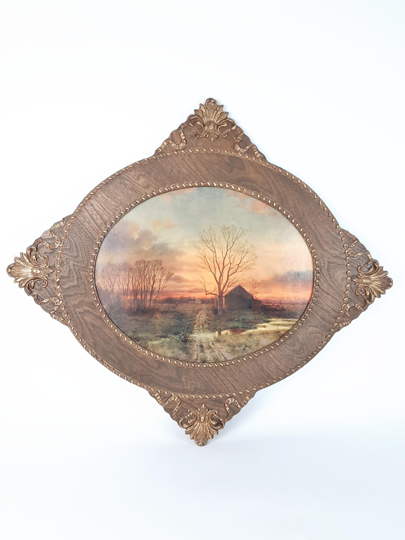 Country Landscape Print in Antique Frame (1 of 3)