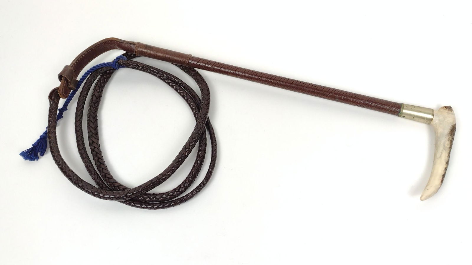 Leather Swaine Whip w/ Horn Handle (1 of 3)