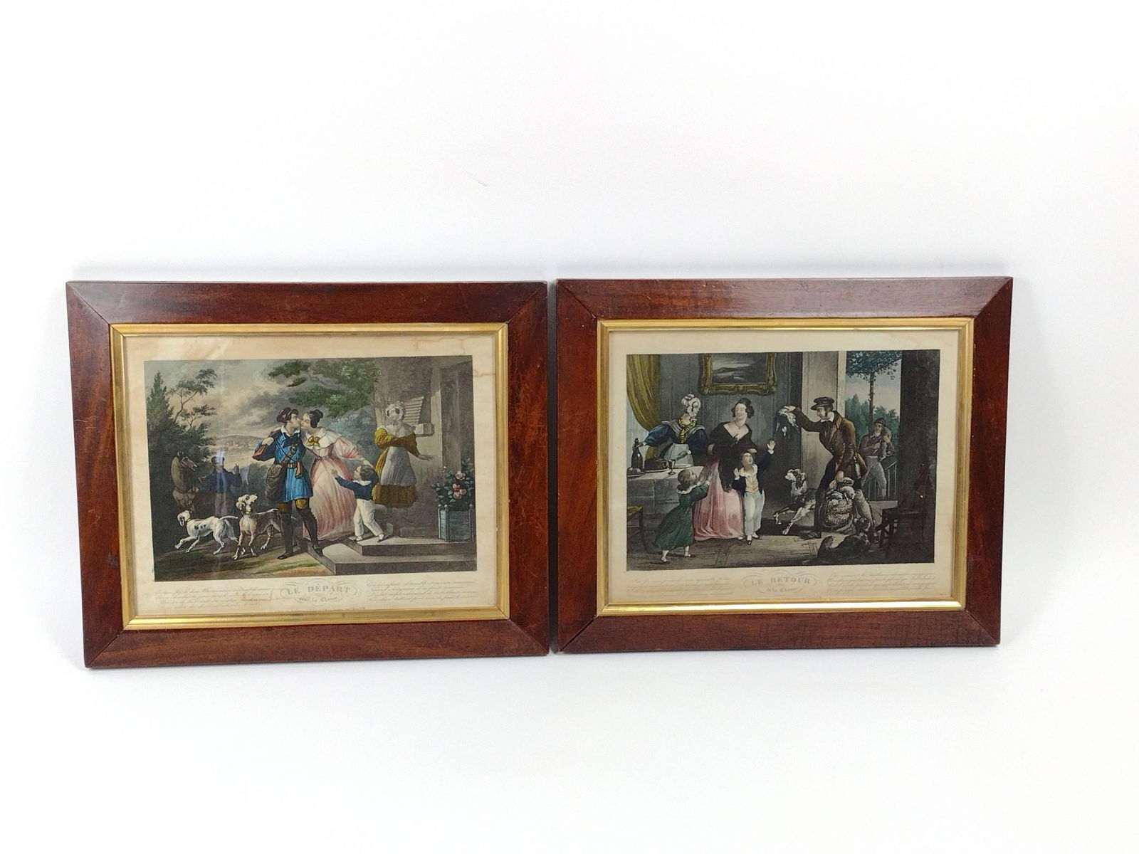 2 French Hunt Prints Incl Le Retour & Le DÃ©part (1 of 11)
