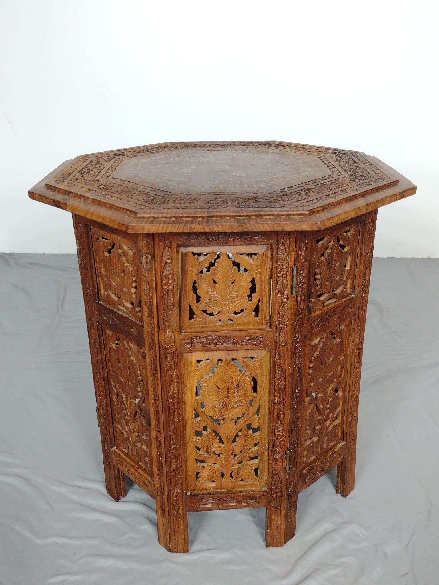 Indian Table with Brass Inlay (1 of 4)