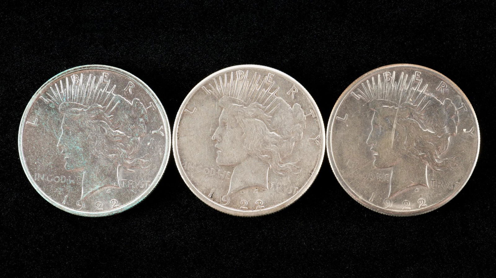 3 Peace Silver Dollars (1 of 2)