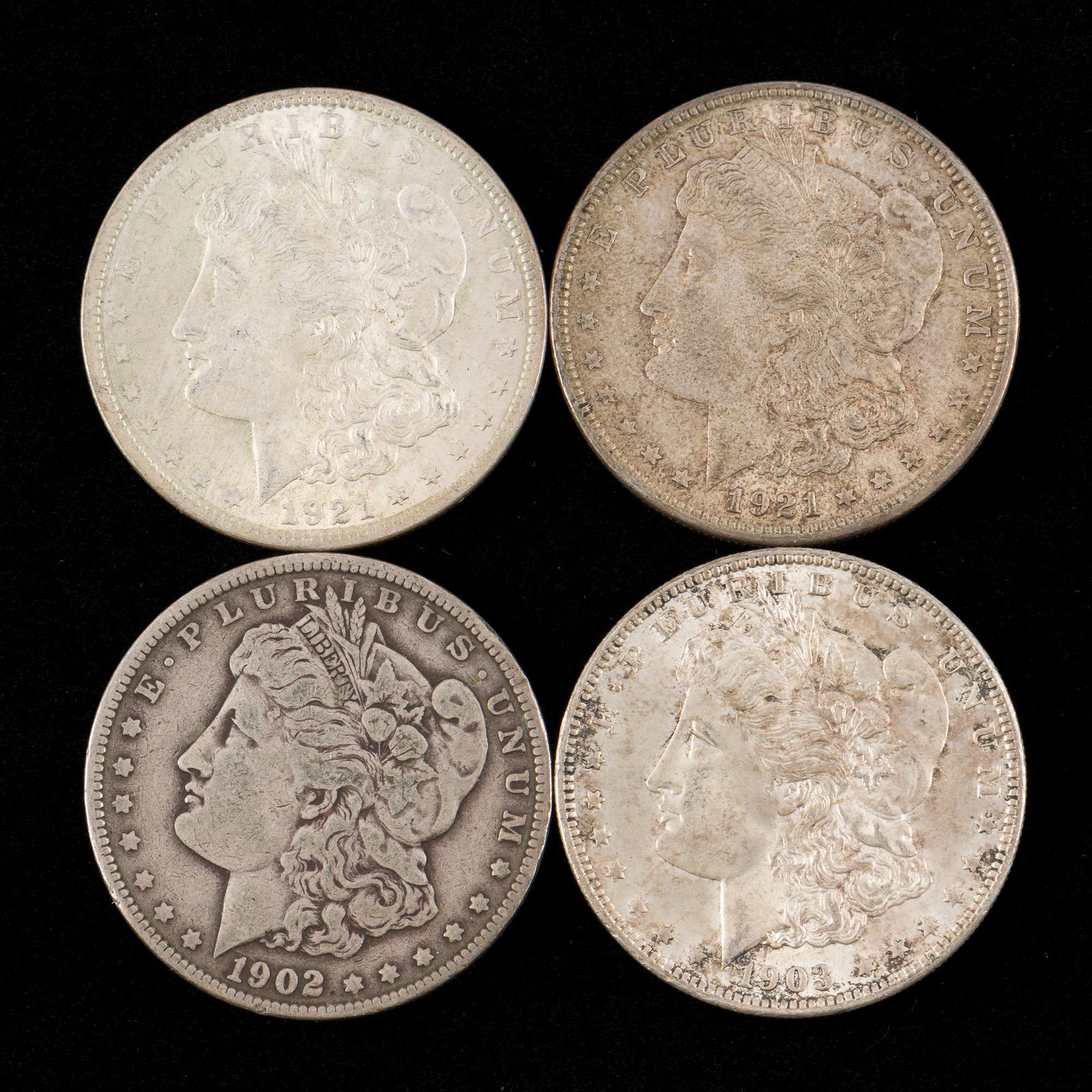 4 Morgan Silver Dollars Incl 1902 (1 of 2)