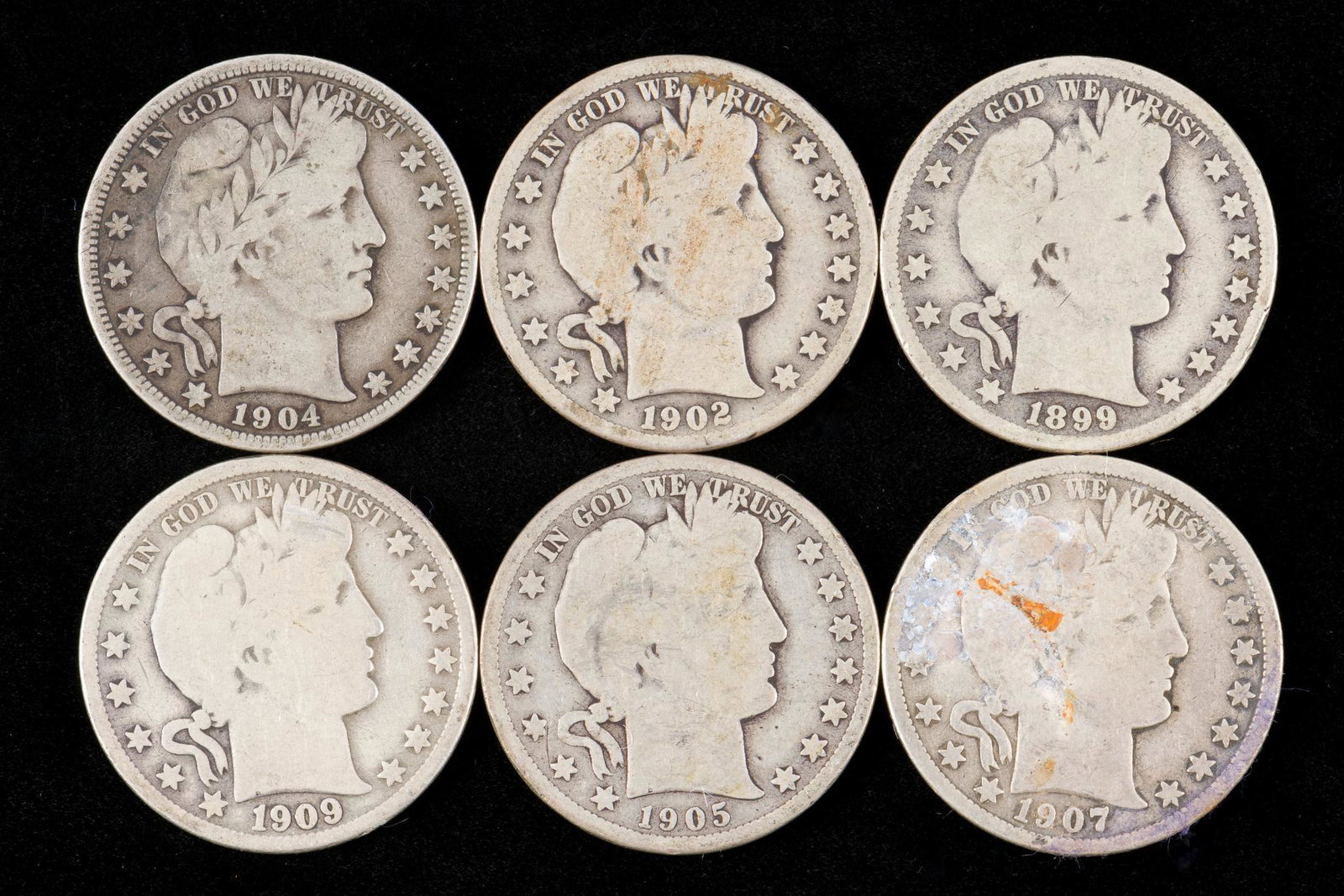 6 Silver U.S. Barbers Incl 1899-O (1 of 2)