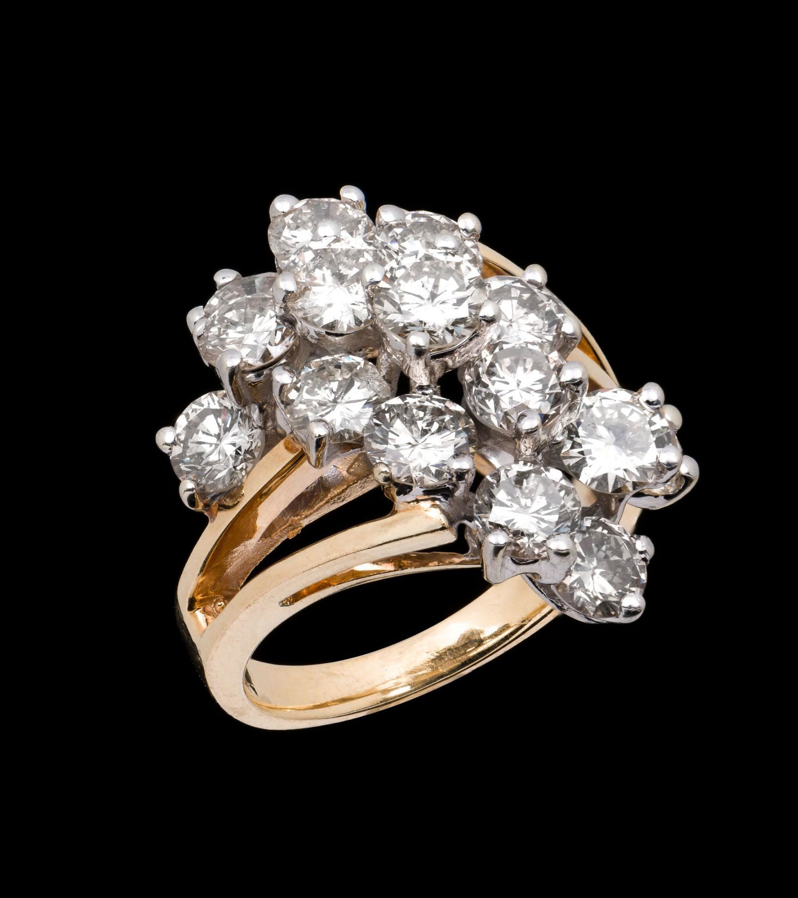 14K 4.5 CTW Diamond Waterfall Ring (1 of 4)