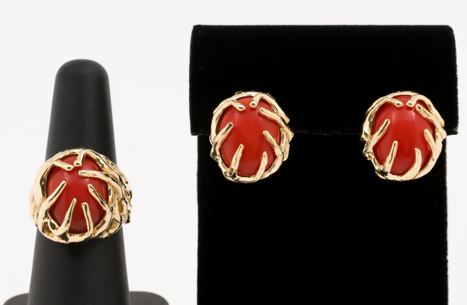 14K Coral Ring & Earrings (1 of 6)