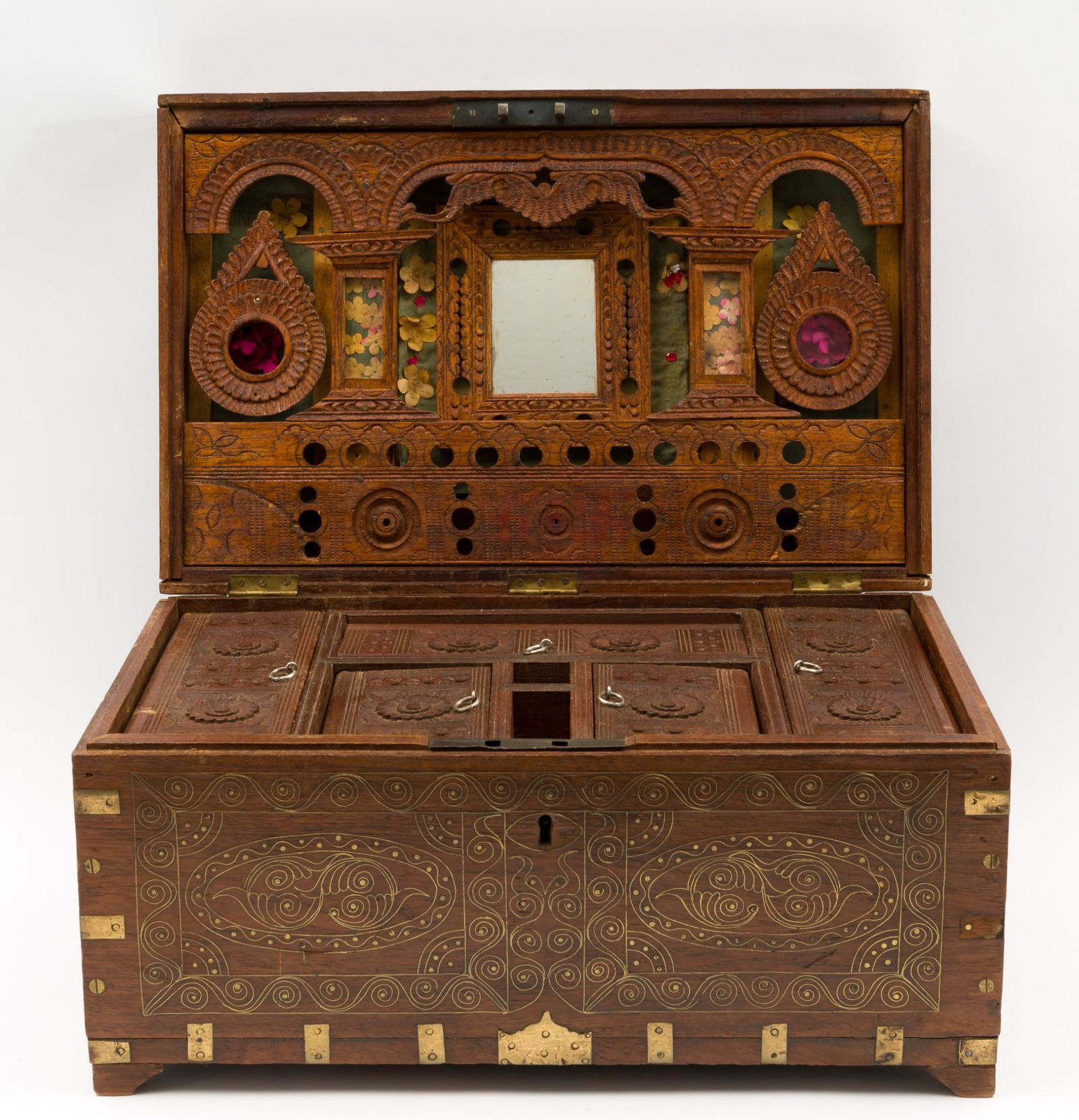 Carved Inlaid Indian Dowry/Wedding Chest (1 of 15)