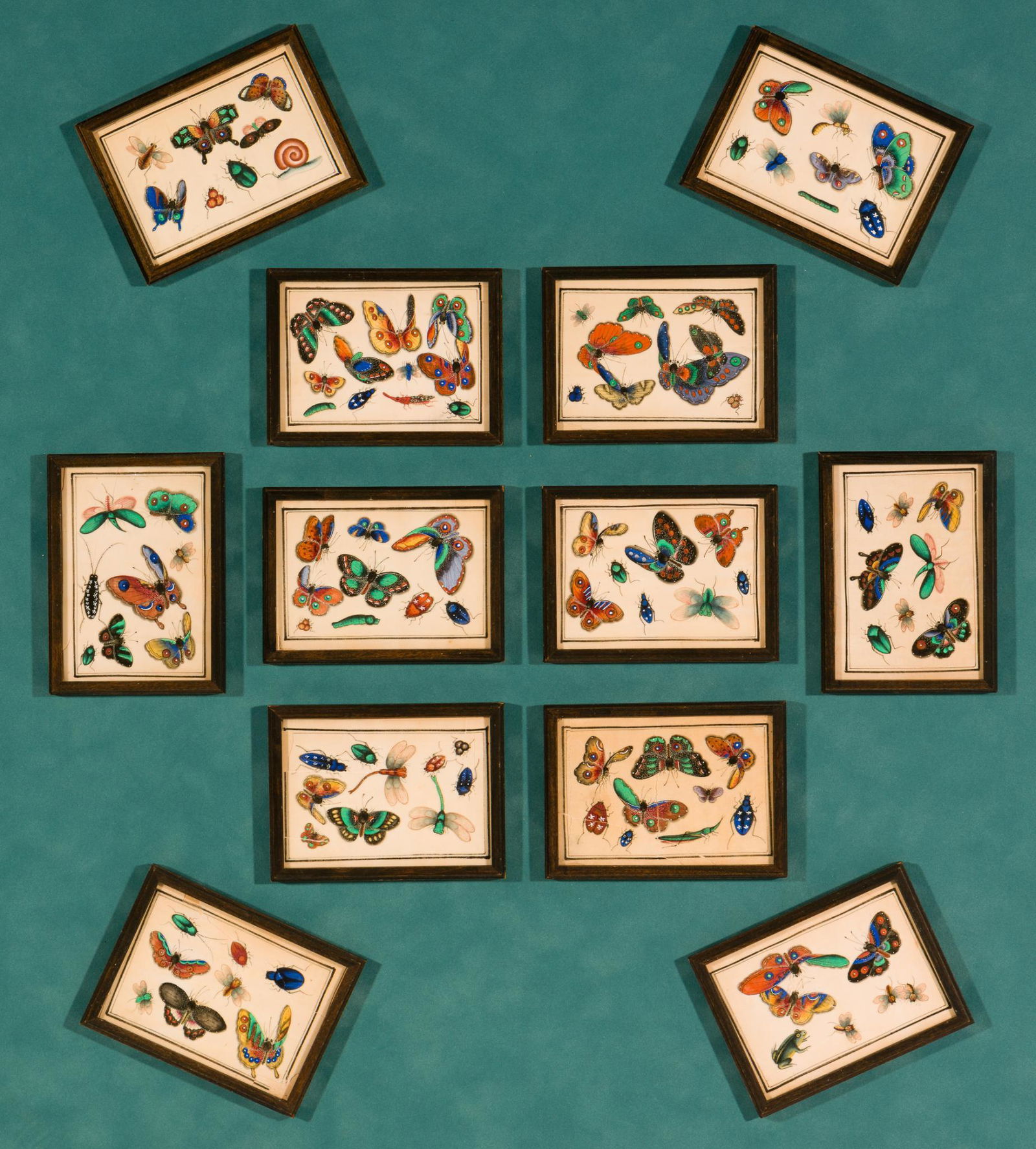 12 Chinese Pith Paintings of Insects (1 of 5)