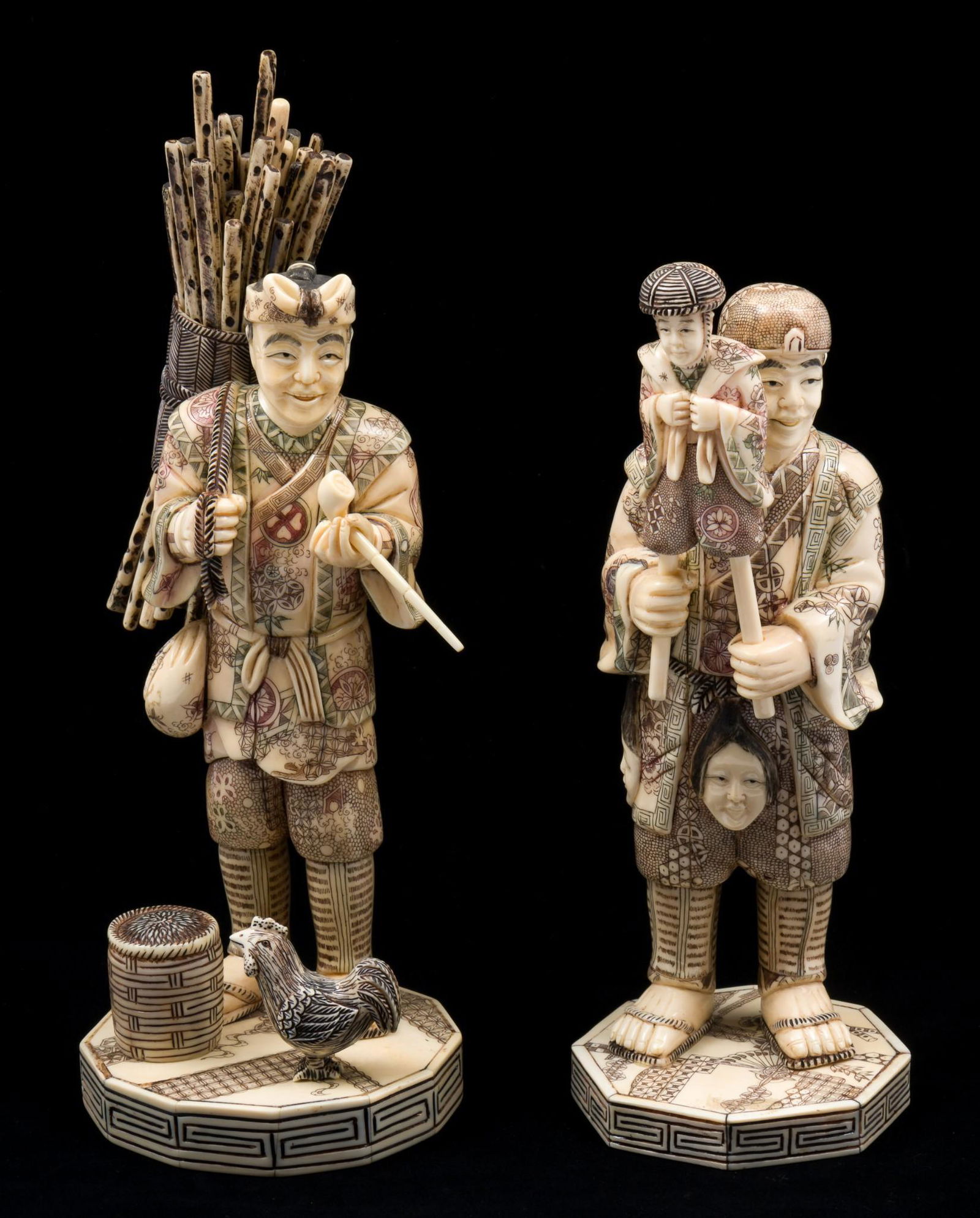 2 Carved Japanese Okimono (1 of 14)