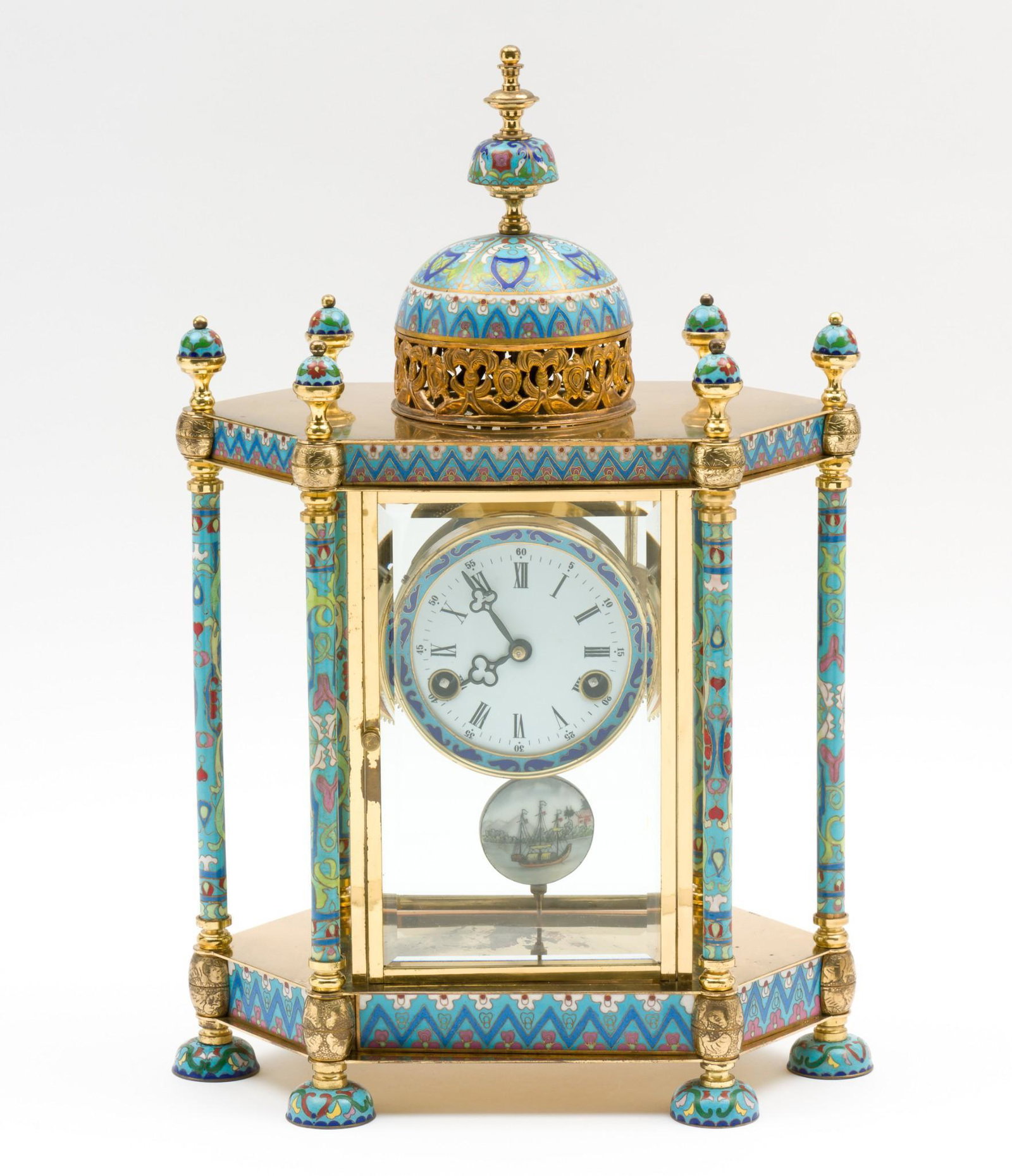 Vintage Chinese Cloisonne Mantle Clock (1 of 9)