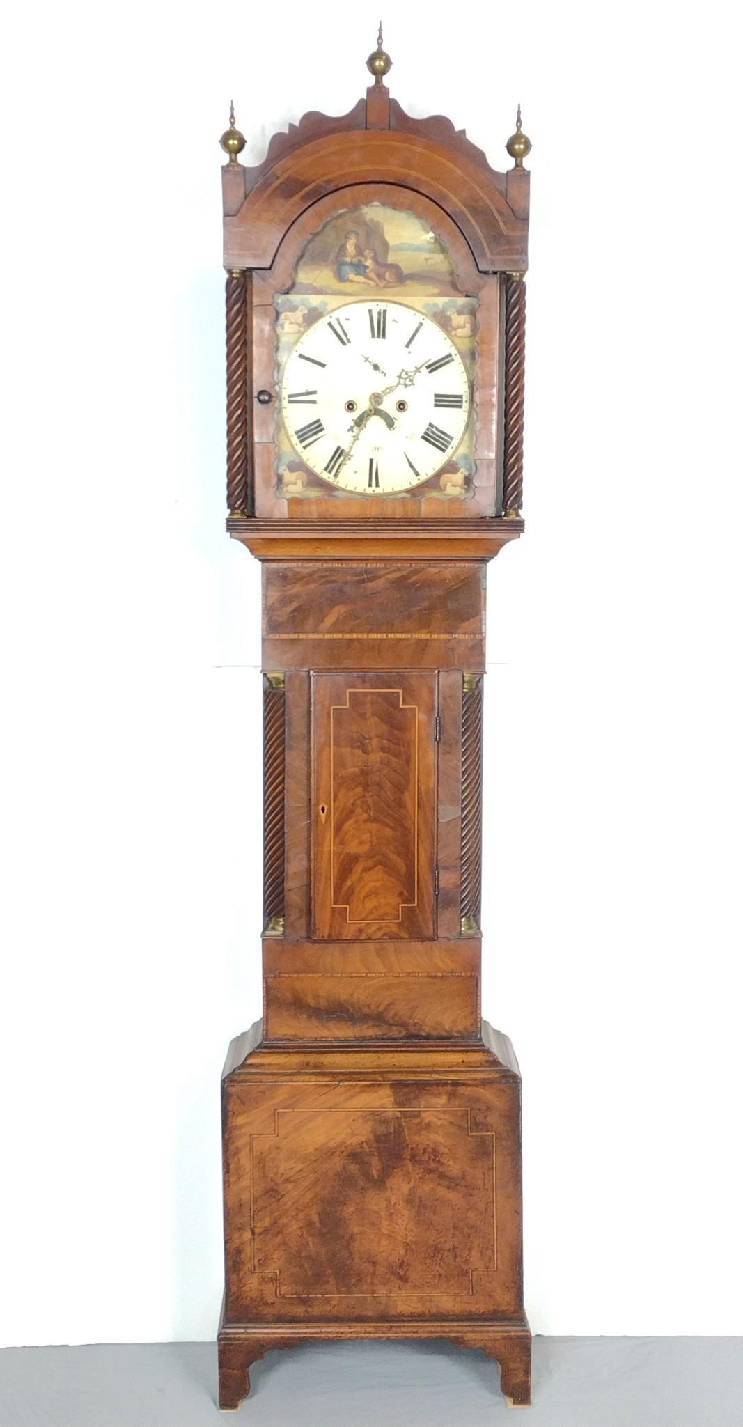 English 19th C Inlaid Tall Case Clock (1 of 9)
