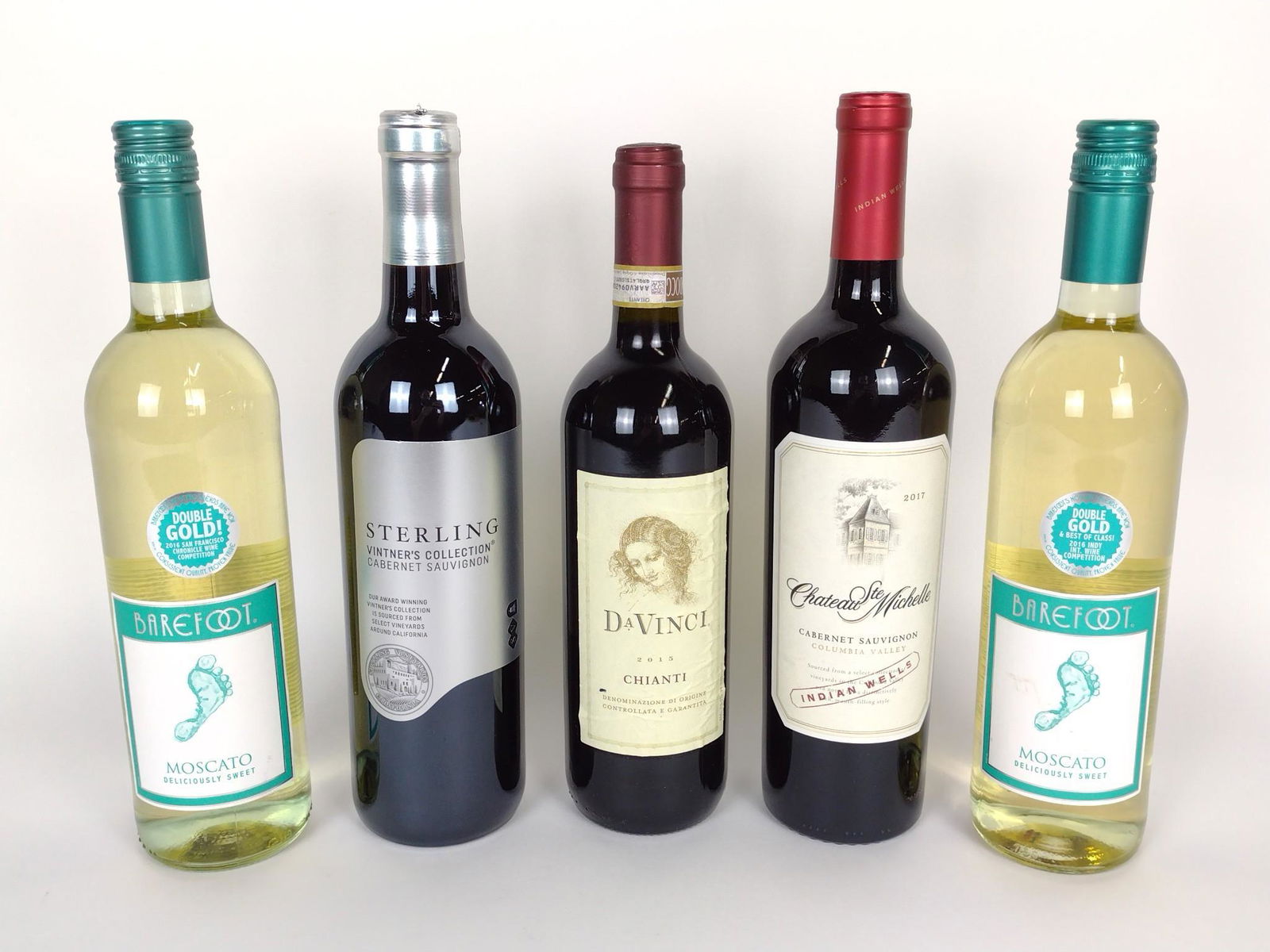 5 Bottles Estate Wine incl Chateau Ste. Michelle: Also includes Sterling, Da Vinci, and Barefoot. All sealed and unopened. This lot cannot be shipped. DM IMPORTANT: Before bidding, please read the terms and conditions. When you registered for the auc