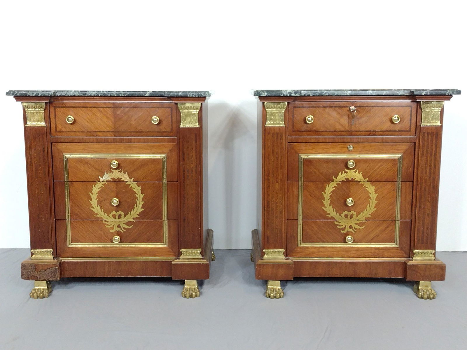 Pair Of Marble Top Nightstands (1 of 9)