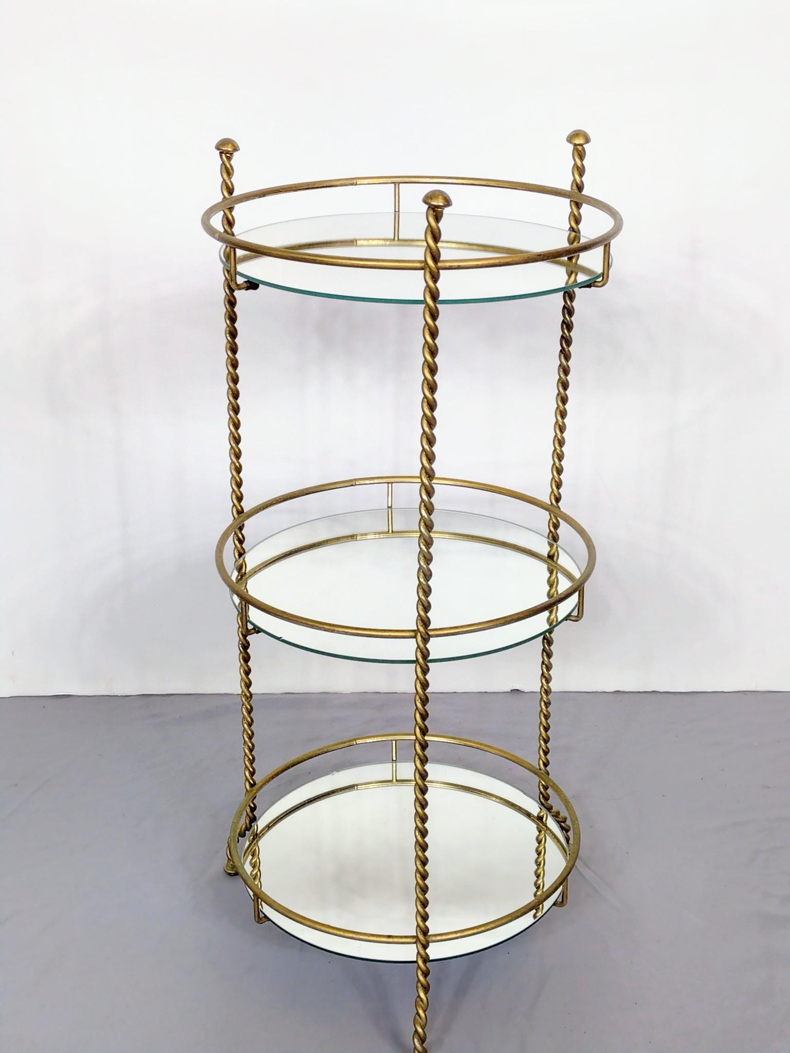 3 Tier Brass Stand With Mirrored Shelves (1 of 4)