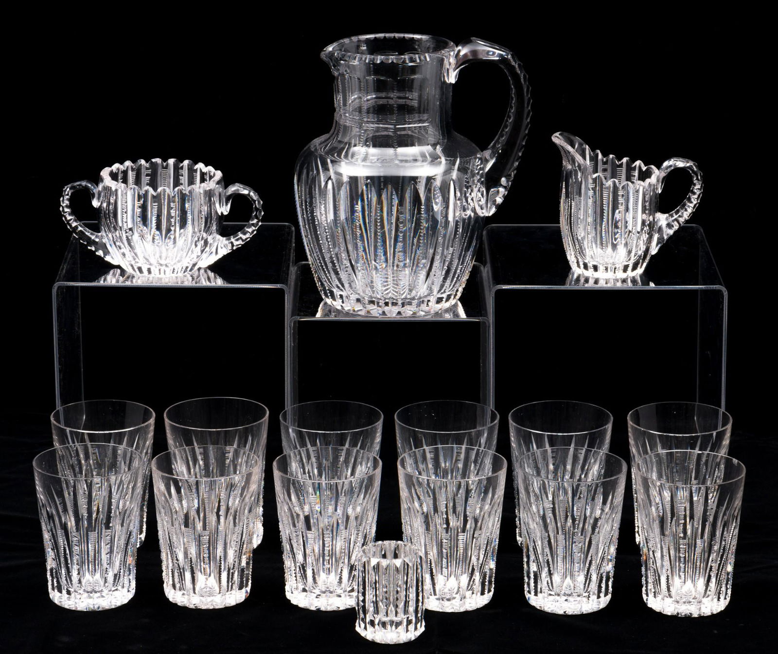 16 Pcs incl Cut Glass Pitcher, Tumblers, Cream and Sugar (1 of 7)