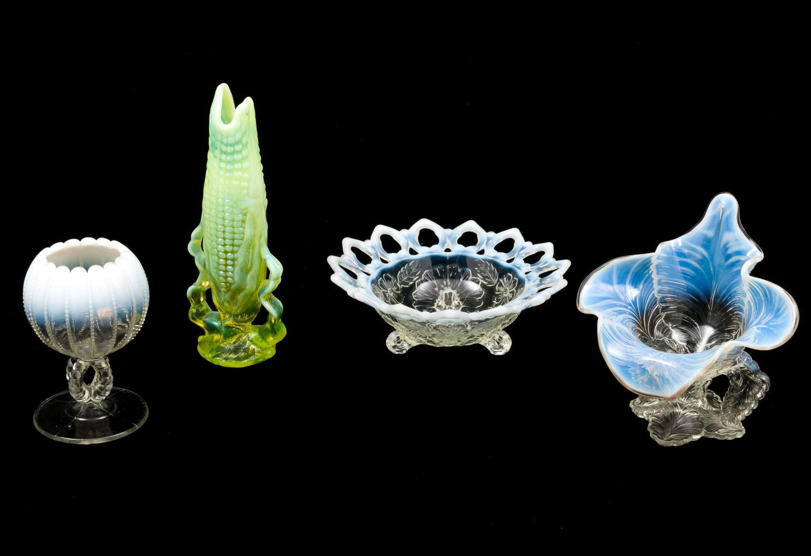 4 Pcs Early American Opalescent Glass (1 of 6)