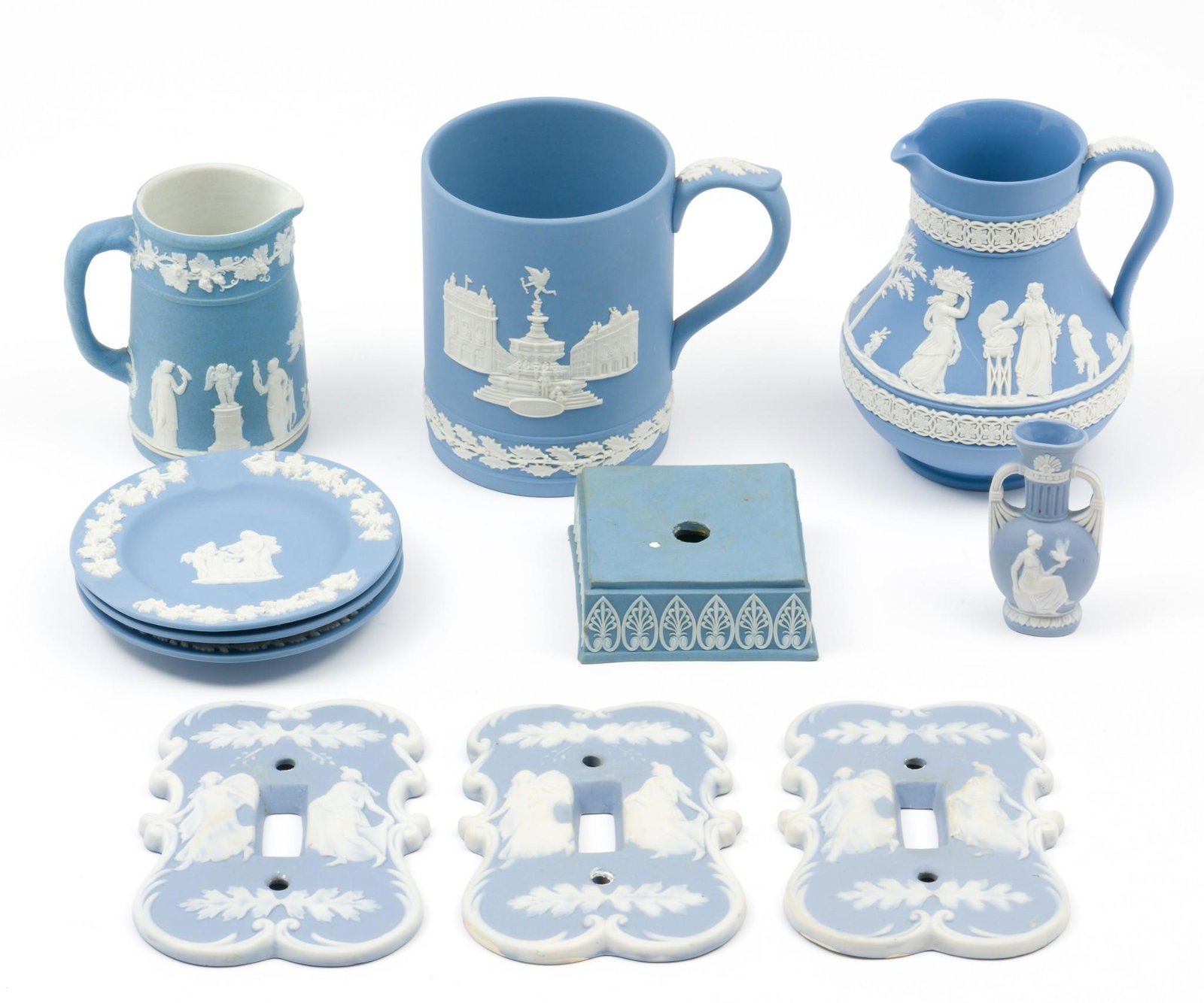 11 Pcs Blue Jasperware incl Wedgwood (1 of 7)